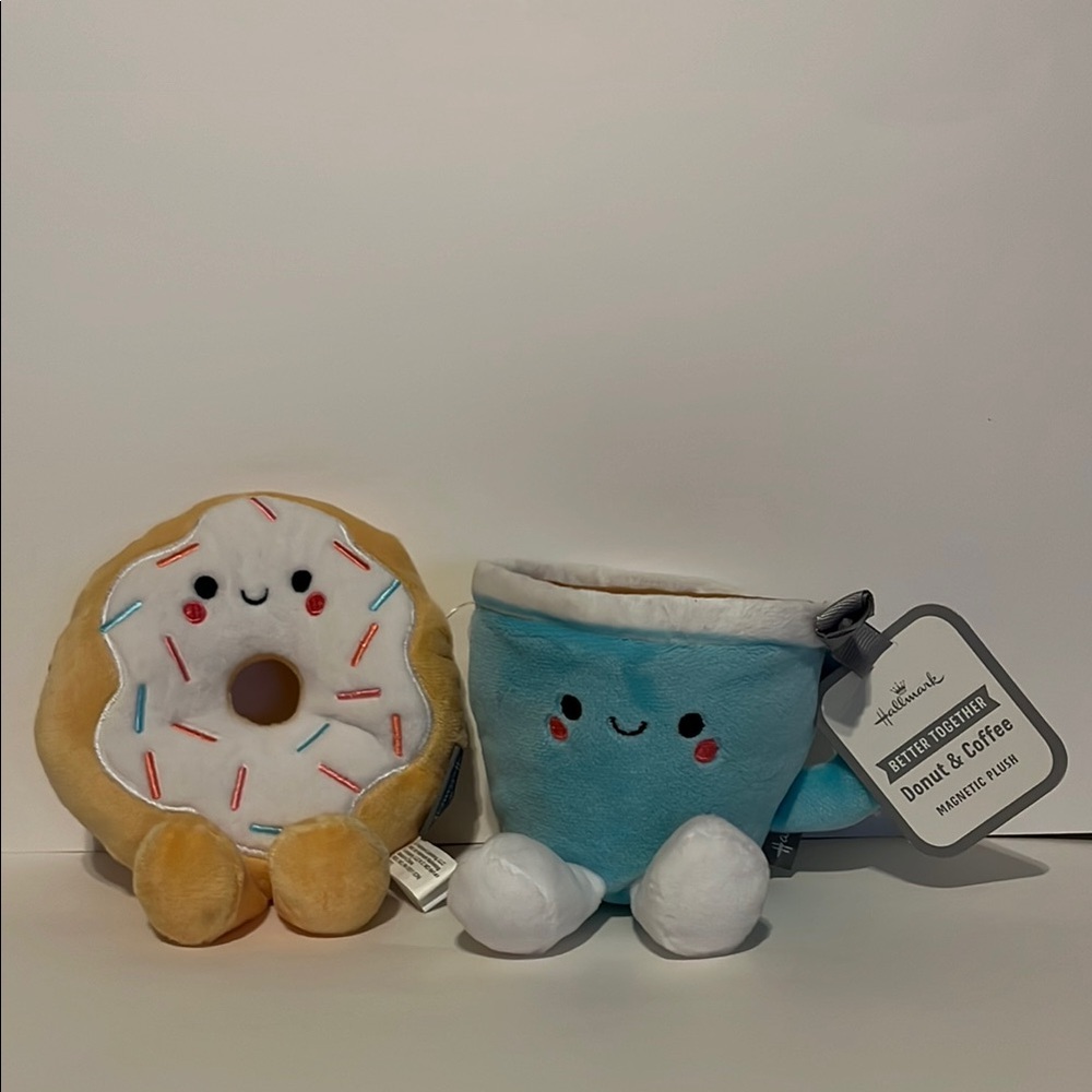 Hallmark "Better Together" Donut & Coffee Magnetic Plush Set - NWT